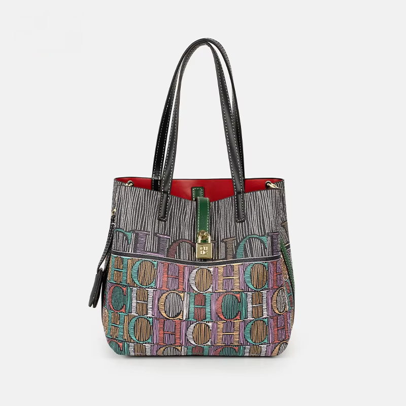 Edc Carry Bag - กระเป๋าถือพิมพ์ลาย CH Art สีพื้น สายสะพายสีพื้น เหมาะสำหรับผู้หญิง