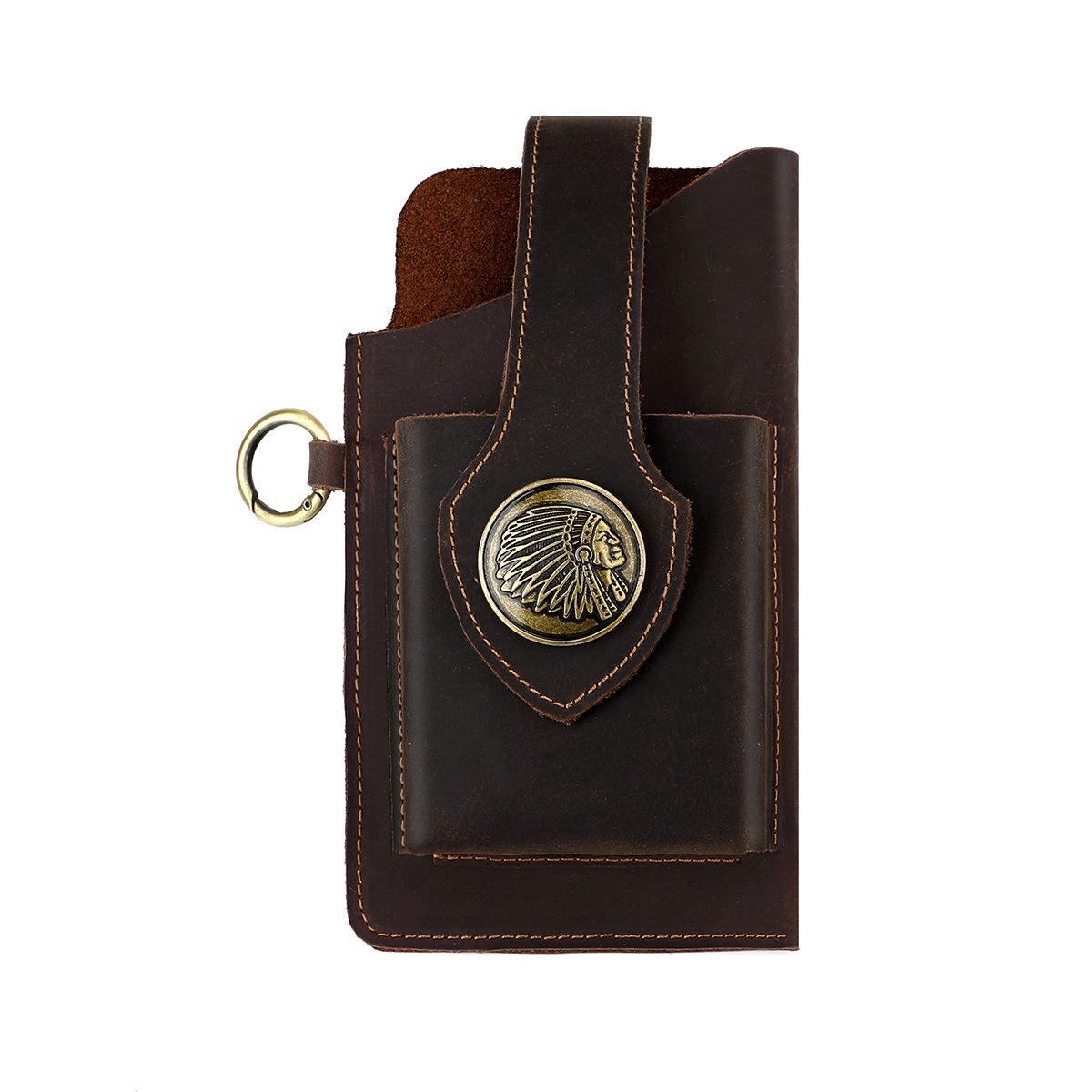 Leather Edc. Carry Pouch - กระเป๋าใส่โทรศัพท์แบบมีห่วงเข็มขัดสำหรับผู้ชาย ทำจากหนัง กระเป๋าคาดเอวสำหรับพกพา กระเป๋าอเนกประสงค์สำหรับใส่สมาร์ทโฟน บุหรี่ กุญแจรถ