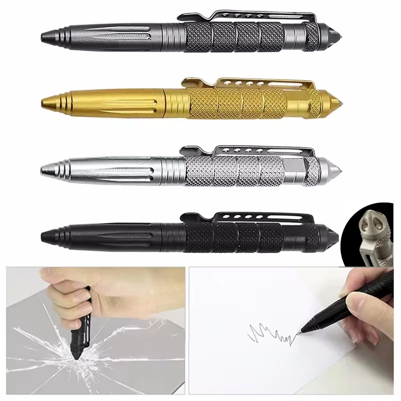 Pen Tactical Glass - 1/2/3/4 ชิ้น ปากกาอเนกประสงค์ทางยุทธวิธี สำหรับป้องกันตัวกลางแจ้ง หัวเหล็ก ทุบกระจกฉุกเฉิน