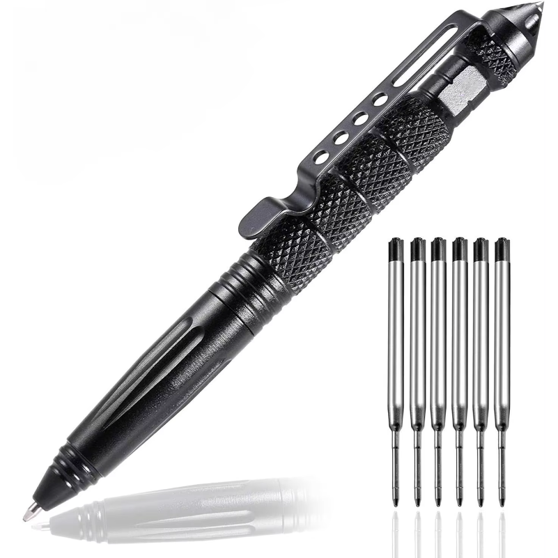 Pen Tactical Glass - ปากกายุทธวิธีทางทหาร, ปากกาป้องกันตัวแบบมืออาชีพ, ปากกาทุบกระจกฉุกเฉิน - เหล็กทังสเตน, เครื่องมือเขียนพร้อมรีฟิล