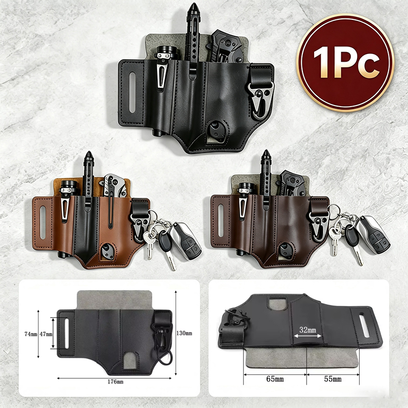 Cowhide เอวแขวนแบบพกพายุทธวิธี - Leather Edc. Carry Pouch บทวิจารณ์และราคา
